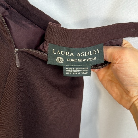 Laura Ashley Burgundy Wine Plum Wool Pencil Suit Skirt Size 8 Fits Small - Picture 5 of 8